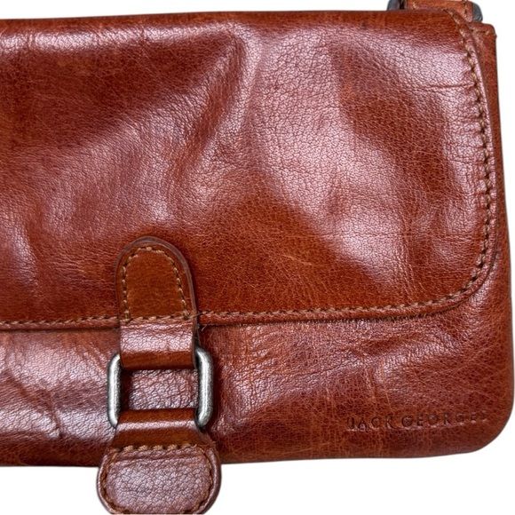 Jack Georges Leather Mini Crossbody Bag, Honey Brown - Picture 7 of 14